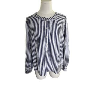 Universal Thread‎ Striped Cotton Shirt M Blue White Button Front European Summer